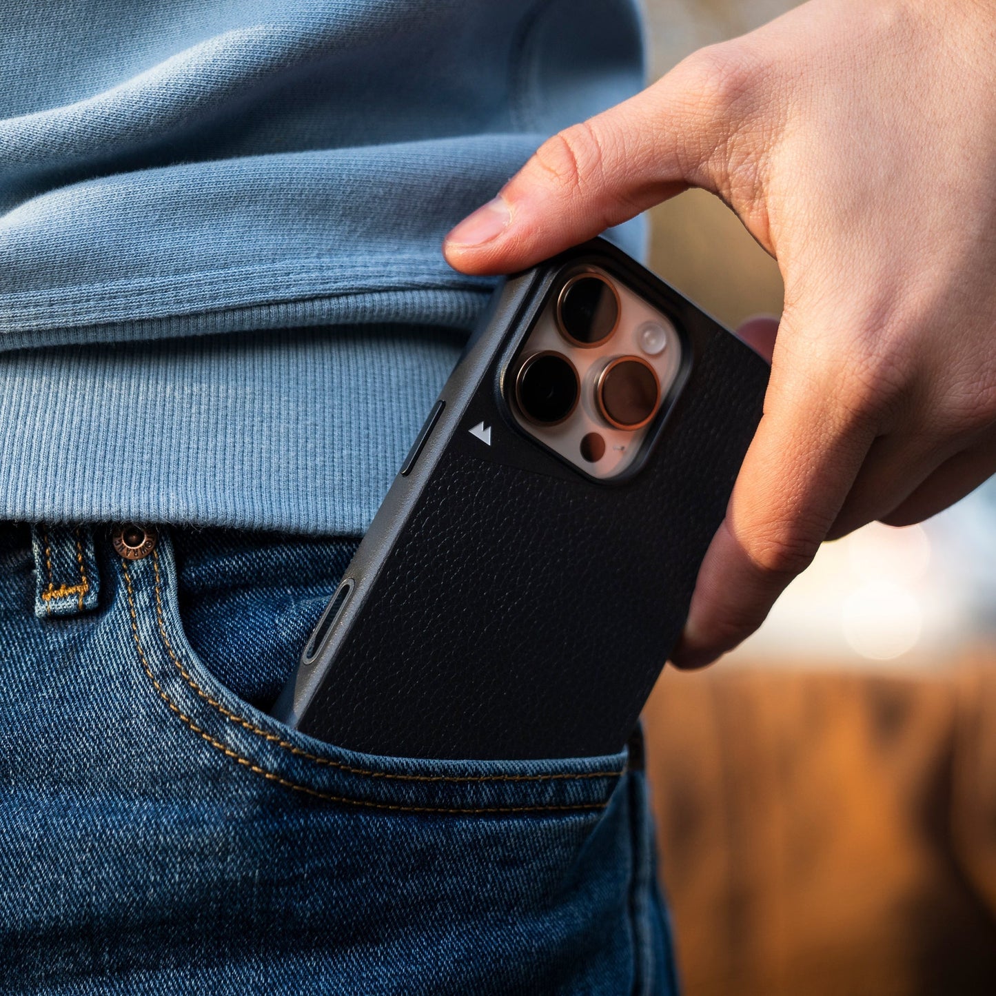 Compatible Black Leather Phone Case with Camera Control Button