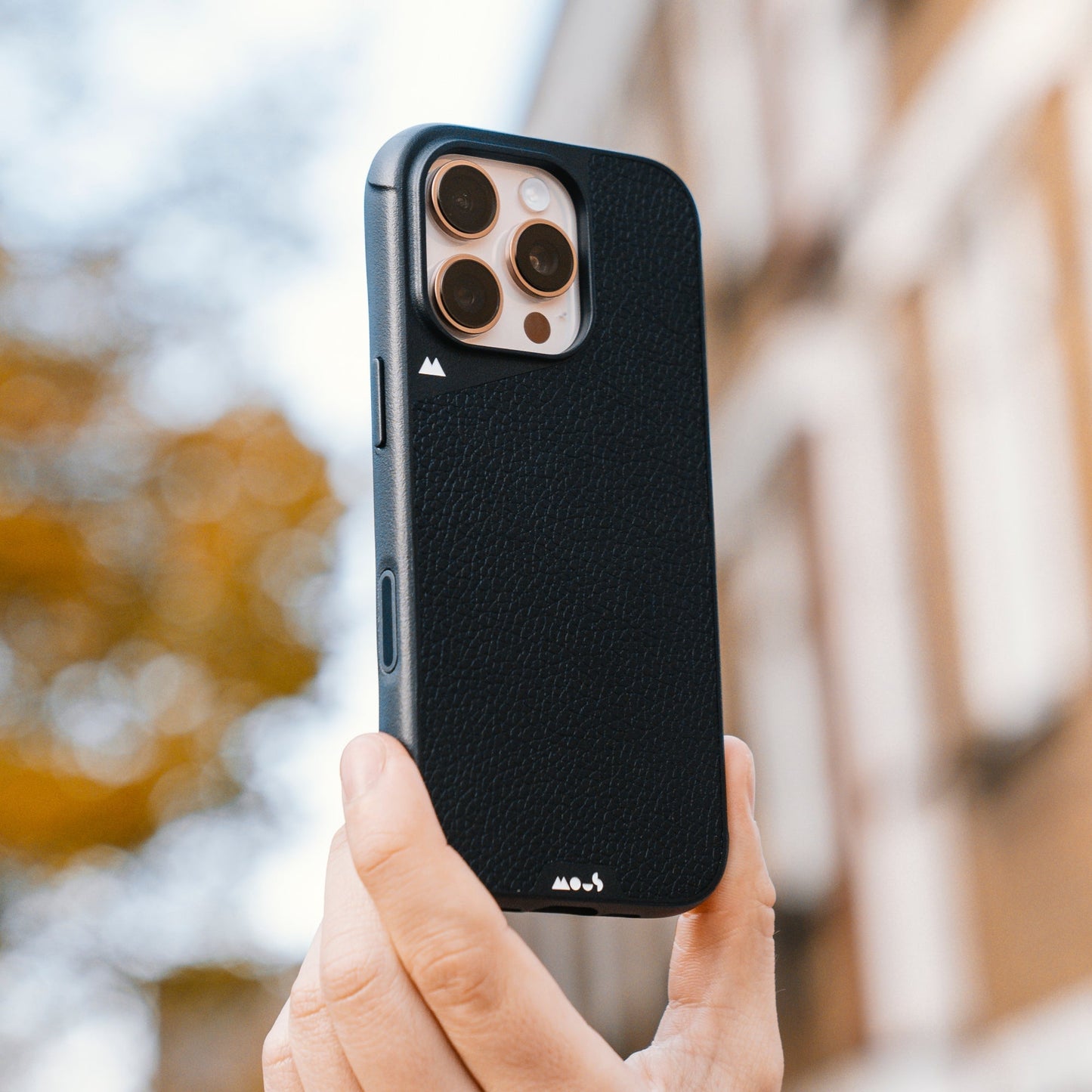 Compatible Black Leather Phone Case with Camera Control Button