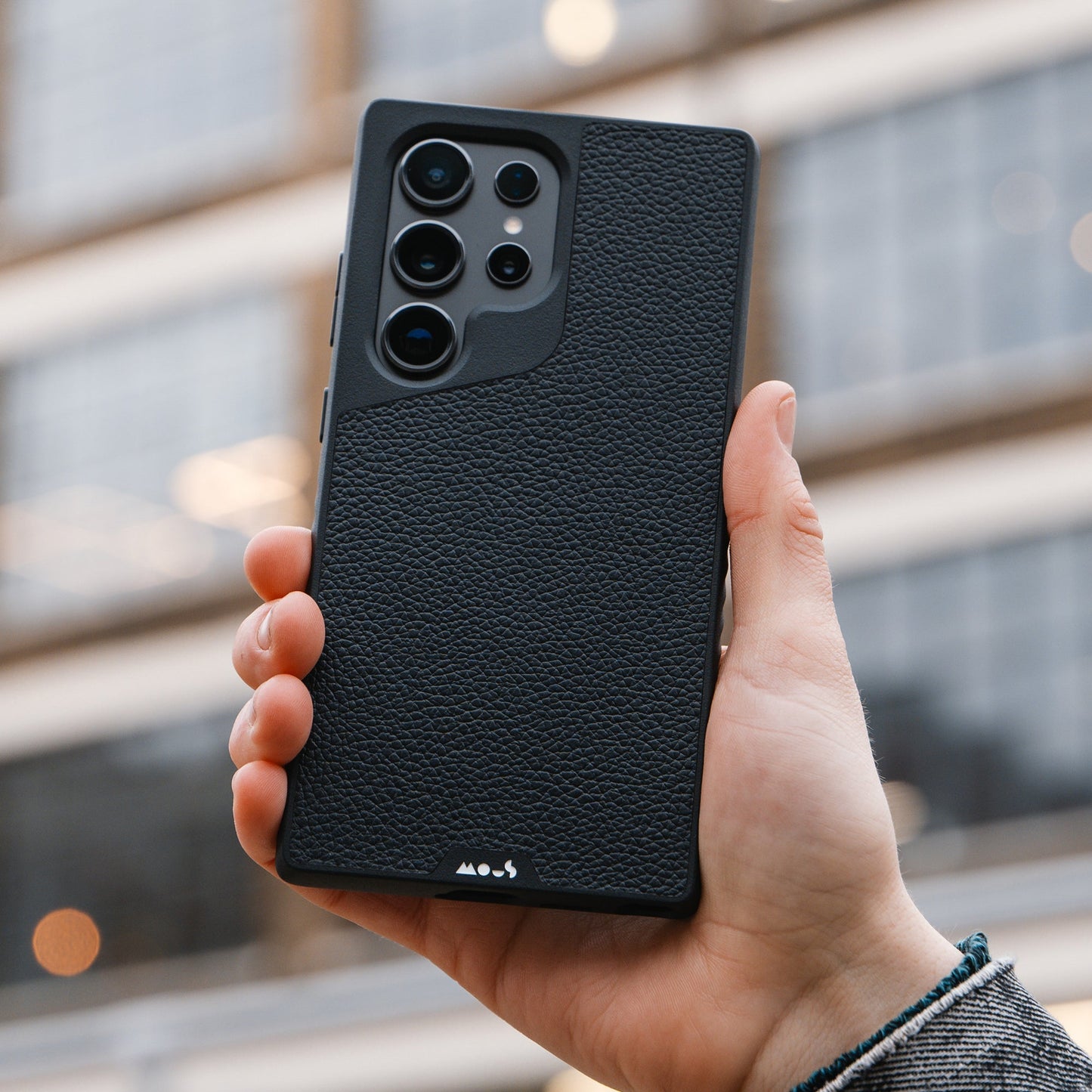Compatible Black Leather Phone Case