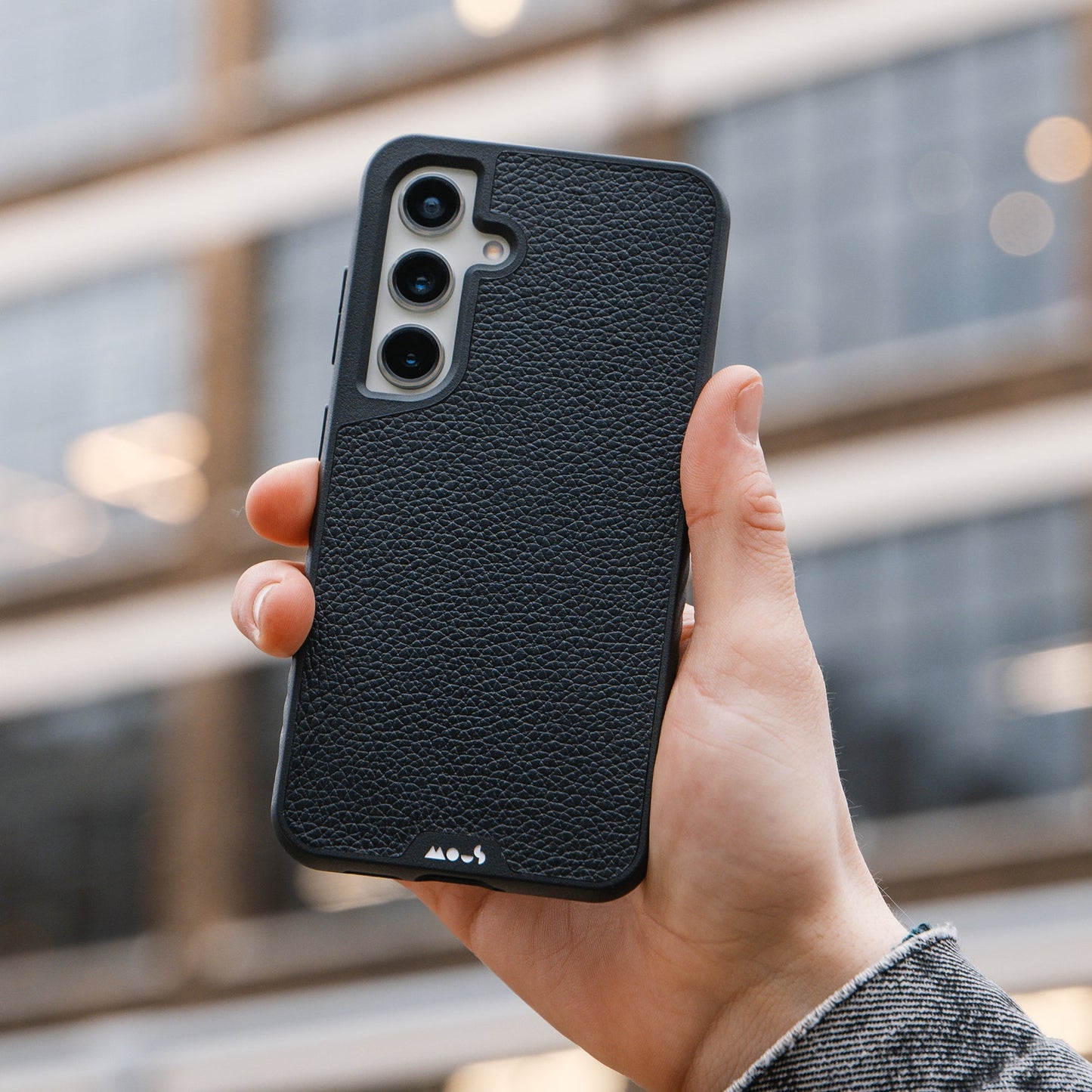 Compatible Black Leather Phone Case