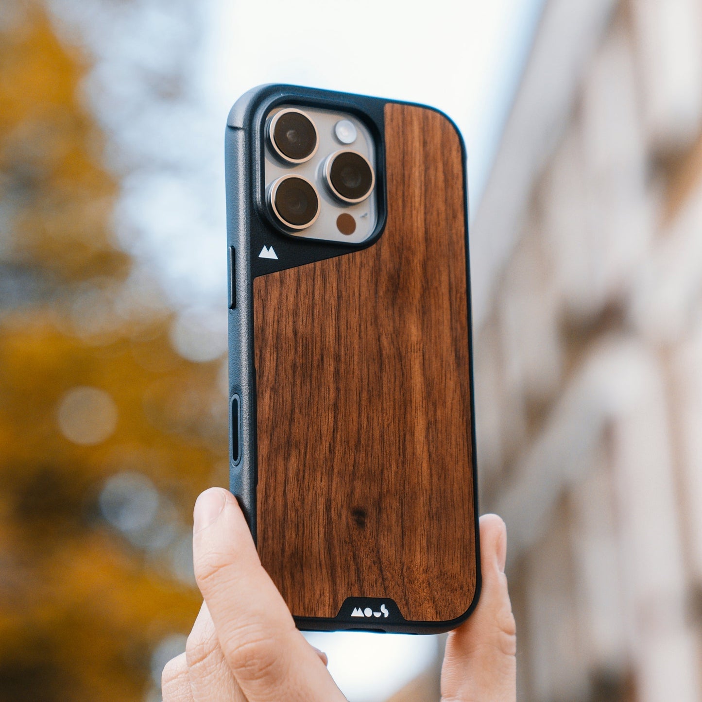 Compatible Walnut Phone Case with Camera Control Button