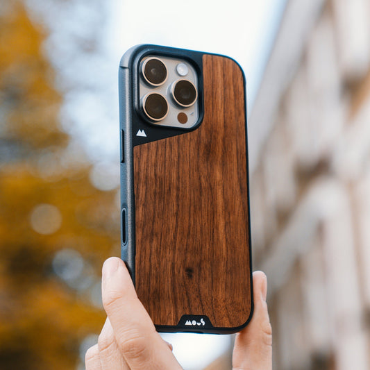 Compatible Walnut Phone Case with Camera Control Button